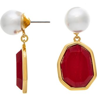 Rivka Friedman Faux Pearl & Carnelian Drop Earrings in Carnelian/Pearl at Nordstrom Rack