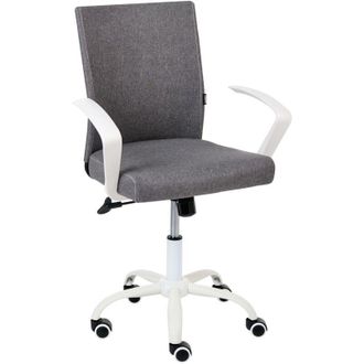 Beliani Office Chair Dark Grey Fabric Upholstery Iron Legs Adjustable Height and Backrest Swivel Home Office MODRA