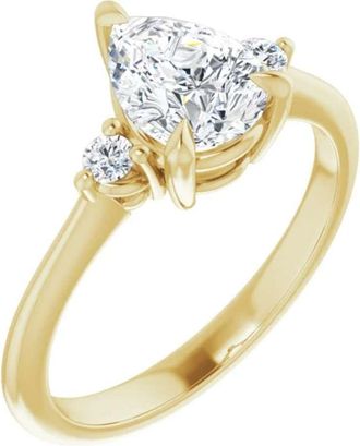 Pompeii3 1 1/4Ct Pear Shape Lab Grown Diamond Engagement Ring White Yellow or Rose Gold