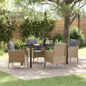 vidaXL Conjunto De Comedor De Jard&iacute;n Con Coj&iacute;n 5 Pcs Beige Polirat&aacute;n Vidaxl