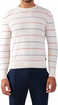 Ron Dorff Cotton-Silk Cashmere Sweater W. Tennis Stripes - 2 Colors In Off White