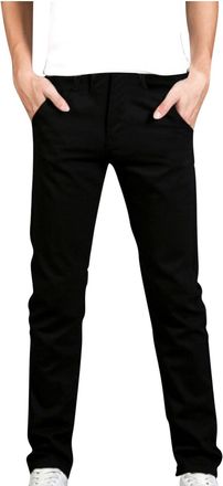Generic Mens Tapered Stretch Chinos Smart Cotton TrousersSlim Fit Denim Jeans Comfy Skinny Fashion Slim Fit Stretch Chinos Black