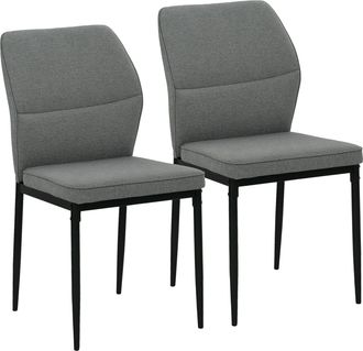 HOMCOM Set 2 Sedie Da Pranzo Imbottite Schienale Ergonomico In Velluto Grigio - Homcom