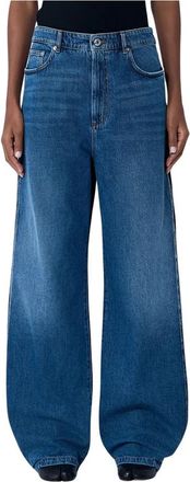 Sportmax Volume-verhogende Wide-Leg Jeans - Dames - Loose Fit Jeans - Blauw - W29 - Katoen - Jeans