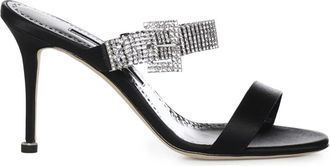 Manolo Blahnik Heeled Mules - Dames - Muiltjes - Zwart - 38 EU - Satijn - Schoenen