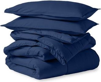 Bare Home All-Season Down Alternative Comforter Set - Oversized King in Dark Blue at Nordstrom