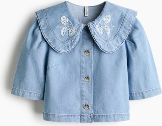 H&M Jeansbluse mit Kragen - Blue