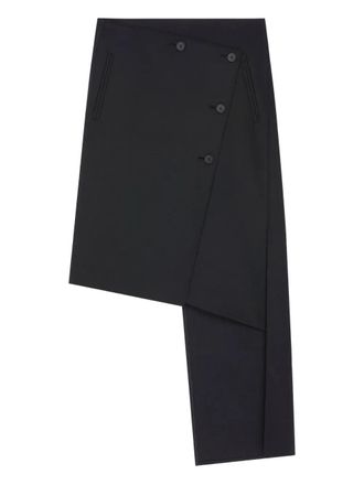 Courr&egrave;ges schuine midi-rok met inzetstukken