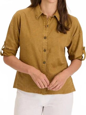 Xcvi Carrie Button Up Top In Distress Wash Copper