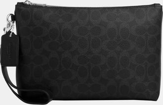 Coach Mens Pouch In Signature Canvas - Black - One Size