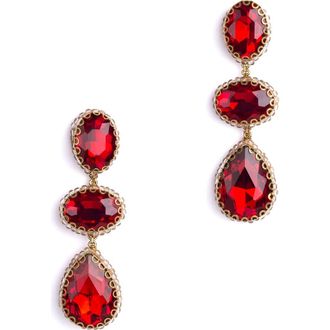 Deepa Gurnani Hadlee Drop Earrings in Ruby at Nordstrom