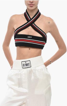 Off-white Knit Tube Top CROSS COLLAR size M