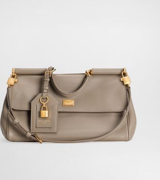Dolce & Gabbana My Sicily Handbag In Plongé Calfskin - Woman Handbags Beige Onesize