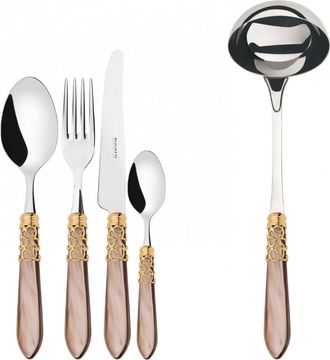 Bugatti Melodia Ghiera Dorata, Posate Set 49 Pz, Scatola Legno Weng&egrave;, Casa Bugatti - Colore: Onice
