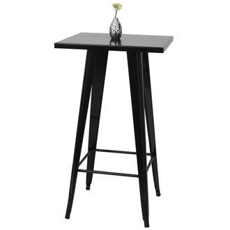 Hhg Hhg - Non Utilizzato] Tavolo Tavolino Bar Quadrato Design Industriale 906 105x60x60cm Metallo Nero