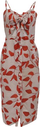 Johanna Ortiz Leaf-Printed Mid Dress in Multicolor Linen