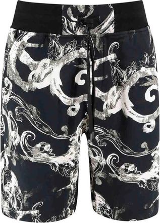 Versace Jeans Couture Watercolour Couture-print Track Shorts - Heren - Korte Broeken - Zwart - L - Katoen - Korte Broeken