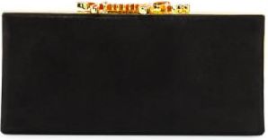 Jimmy Choo London Black Suede Celeste Logo Frame Box Clutch Bag
