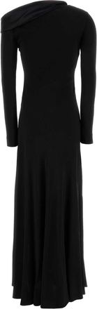 Alberta Ferretti Crepe Long Dress - Black