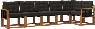 vidaXL Conjunto De Sof&aacute;s De Exterior 6 Uds. Natural Y Negro Vidaxl