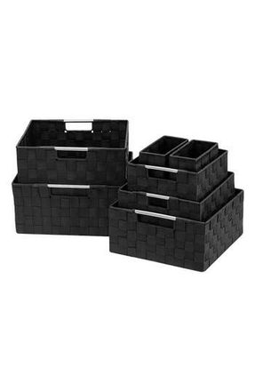 Sorbus 7-Piece Basket Woven Storage Box Set in Black at Nordstrom Rack