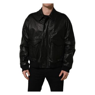 Dolce & Gabbana Full Zip Biker Jacket - male - Dolce & Gabbana - Leather Jackets - Black - 3XL - Jackets