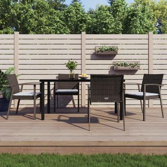 vidaXL Vidaxl - Juego Comedor Jard&iacute;n 5 Piezas Y Cojines Rat&aacute;n Sint&eacute;tico Y Acero