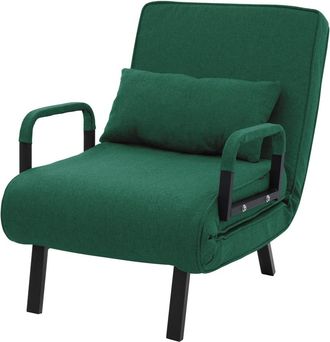 ML Design Sill&oacute;n cama 3en1 individual de 1 plaza plegable, chenilla verde oscuro