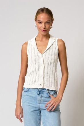 Central Park West Francie Mesh Stitch Sleeveless Vest in White at Nordstrom, Size X-Small