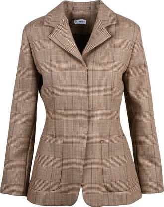 Marella Brown Virgin Wool Plaid Blazer