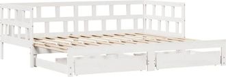 vidaXL Daybed with Trundle and Drawers without Mattress White 90x200 cm Vidaxl