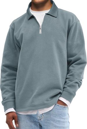 Generic Mens Quarter Zip Pullover Mock Neck Sweatshirt Long Sleeve Top for Fall Winter (UK, Alpha, XL, Regular, Regular, 6)