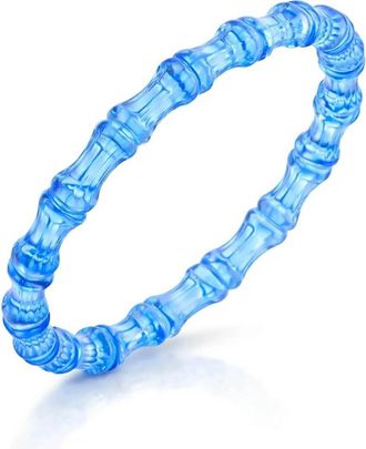 Gold & Honey Womens Bamboo Lucite Slip On Bangle In Blue