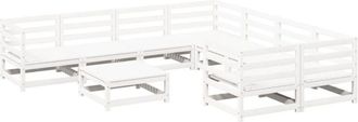 vidaXL 9 Piece Garden Sofa Set White Solid Wood Pine vidaXL