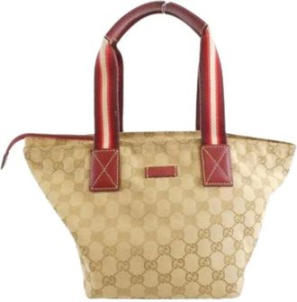 Gucci Pre-owned Tote Bags, female, Beige, Size: ONE SIZE Pre-owned Vintage Canvas Tote Bag