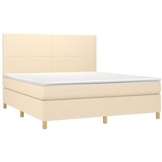vidaXL Vidaxl - Cama Box Spring Colch&oacute;n Y Luces Led Tela Crema 160x200 Cm