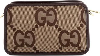 Gucci Camera Bag Jumbo GG canvas kleine crossbodytas - Bruin