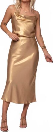 Current Air Silk Bias Cut Skirt In Gold