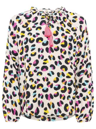 Zwillingsherz Schlupfbluse ZWILLINGSHERZ Crazy Leo, Damen, Gr. L/XL (L/XL), bunt (multi), Obermaterial: 100% Viskose, animal-print, loose fit h&uuml;ftlang, Serafino, Bl