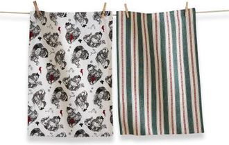 Tag Farmhouse Santa Dishtowel Set of 2 - Christmas Kitchen Towels in Multicolored at Nordstrom