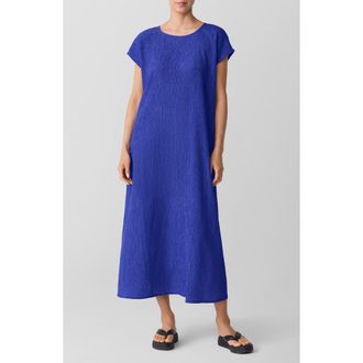 Eileen Fisher Short Sleeve Jacquard Maxi Dress in Royal at Nordstrom, Size Petite P
