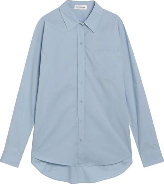 Frankie Shop Overhemden, Dames, Blauw, L, Ornella Shirt met Knopen aan de Zijkant