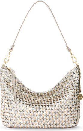 The Sak Juniper Small Hobo Leather Bag in Stone Metallic Woven at Nordstrom