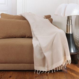 Febronie Manta plaid algod&oacute;n beige lino 130x170