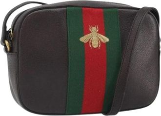 Gucci Pre-owned Cross Body Bags, female, Brown, Size: ONE SIZE Pre-owned Leather Cross Body Bag