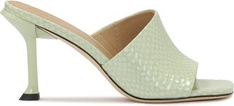 Kazar Slippers van reli&euml;f lakleer met een modieuze hak - Dames - Muiltjes - Groen - 38 EU - Leer - Schoenen