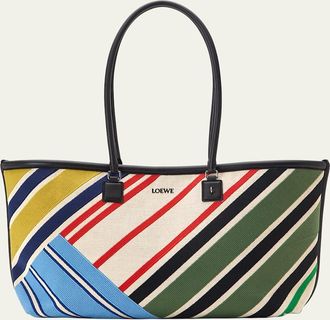 Loewe Verano Stripe-Embroidered Tote Bag