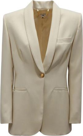 Elisabetta Franchi Gi-090-51E3 Jacket - Dames - Blazers - Wit - L - Leer - Jassen