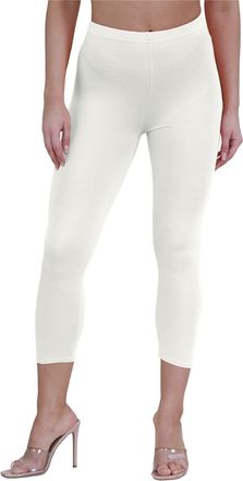 Janisramone Womens Ladies New Plain Stretchy 3/4 Leggings Workout Tight Gym Cropped Capri Active Pants Cream