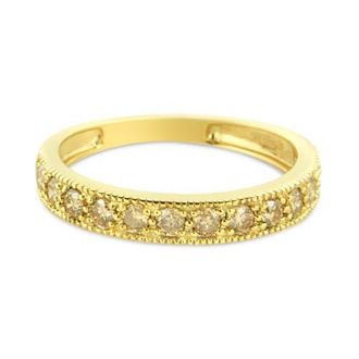House of Brilliance IGI Certified 1/2Cttw Diamond 10K Gold Beaded Milgrain Band Ring in Yellow Gold at Nordstrom, Size 7